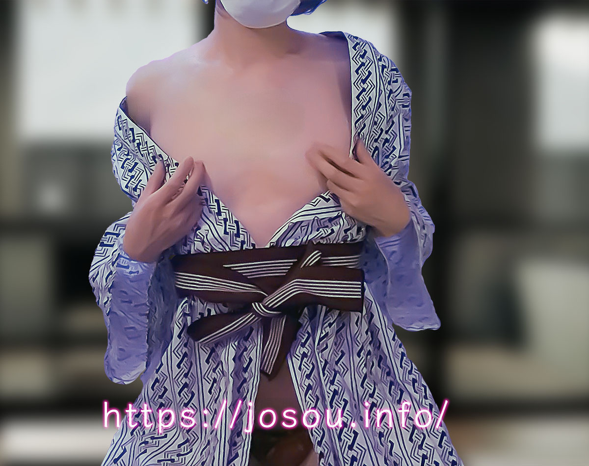 旅館浴衣で女装乳首オナニー