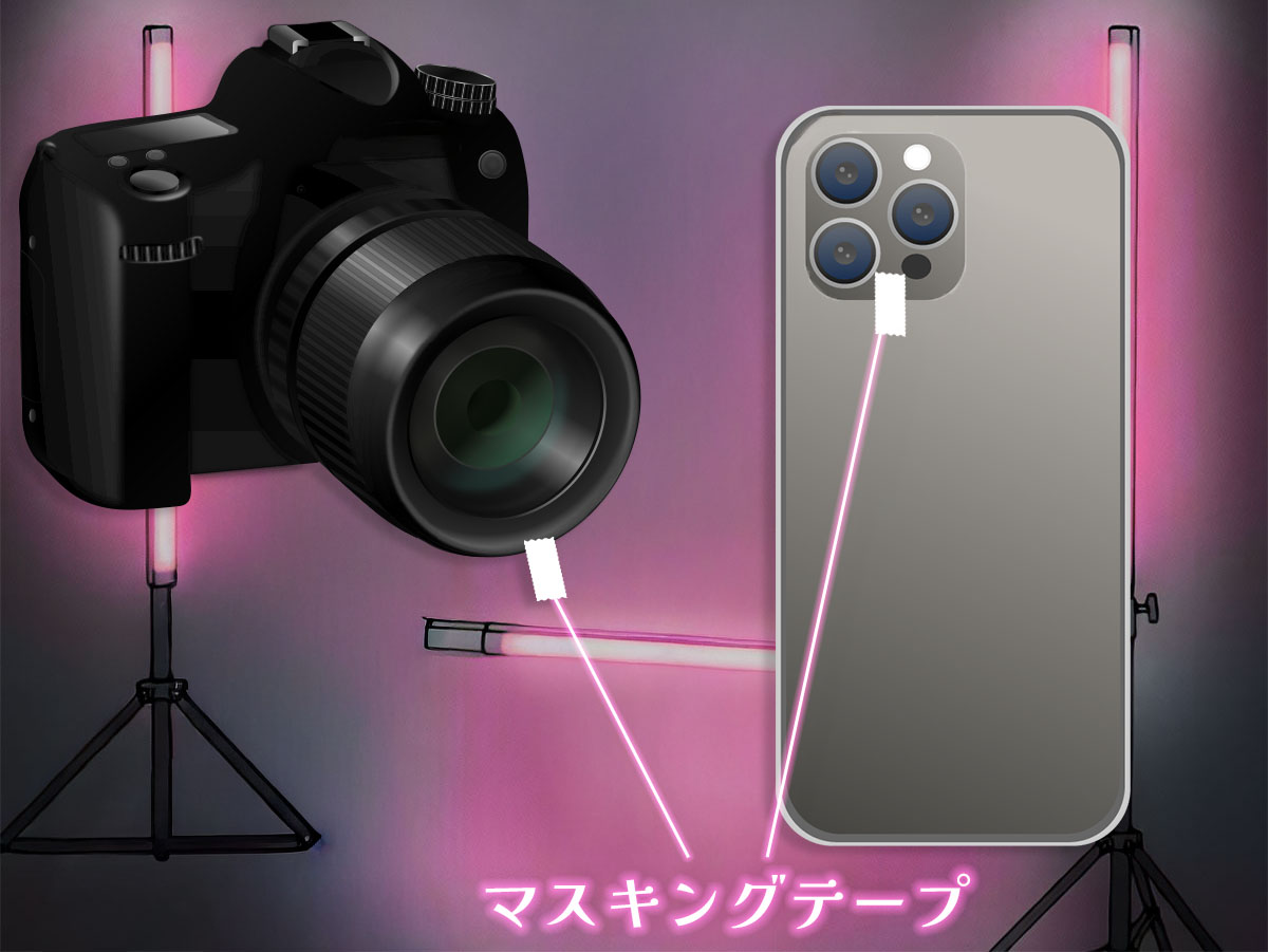 マスキングテープを使って視線の目印にしているイメージ画像