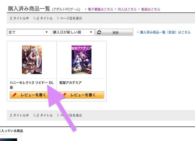 「ハニーセレクト2 リビドー」の購入画面
