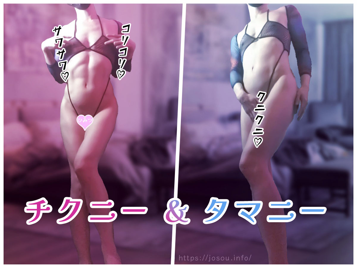 オーロラ・ボディースーツ越しの乳首オナニー＆キンタマオナニー